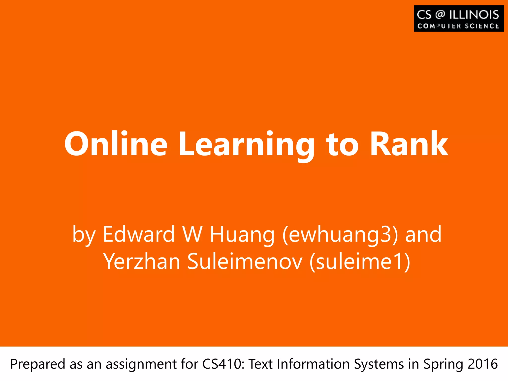 Online Learning to Rank PPT