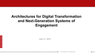 1© 2016 Aerospike Inc. All rights reserved.[ ]
Architectures for Digital Transformation
and Next-Generation Systems of
Engagement
June 21, 2016
 