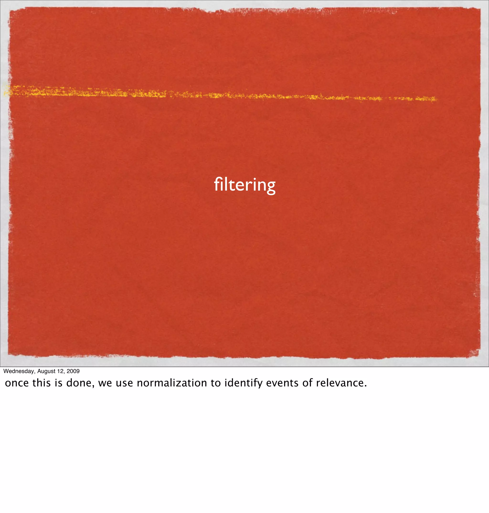 ﬁltering




Wednesday, August 12, 2009

once this is done, we use normalization to identify events of relevance.
 