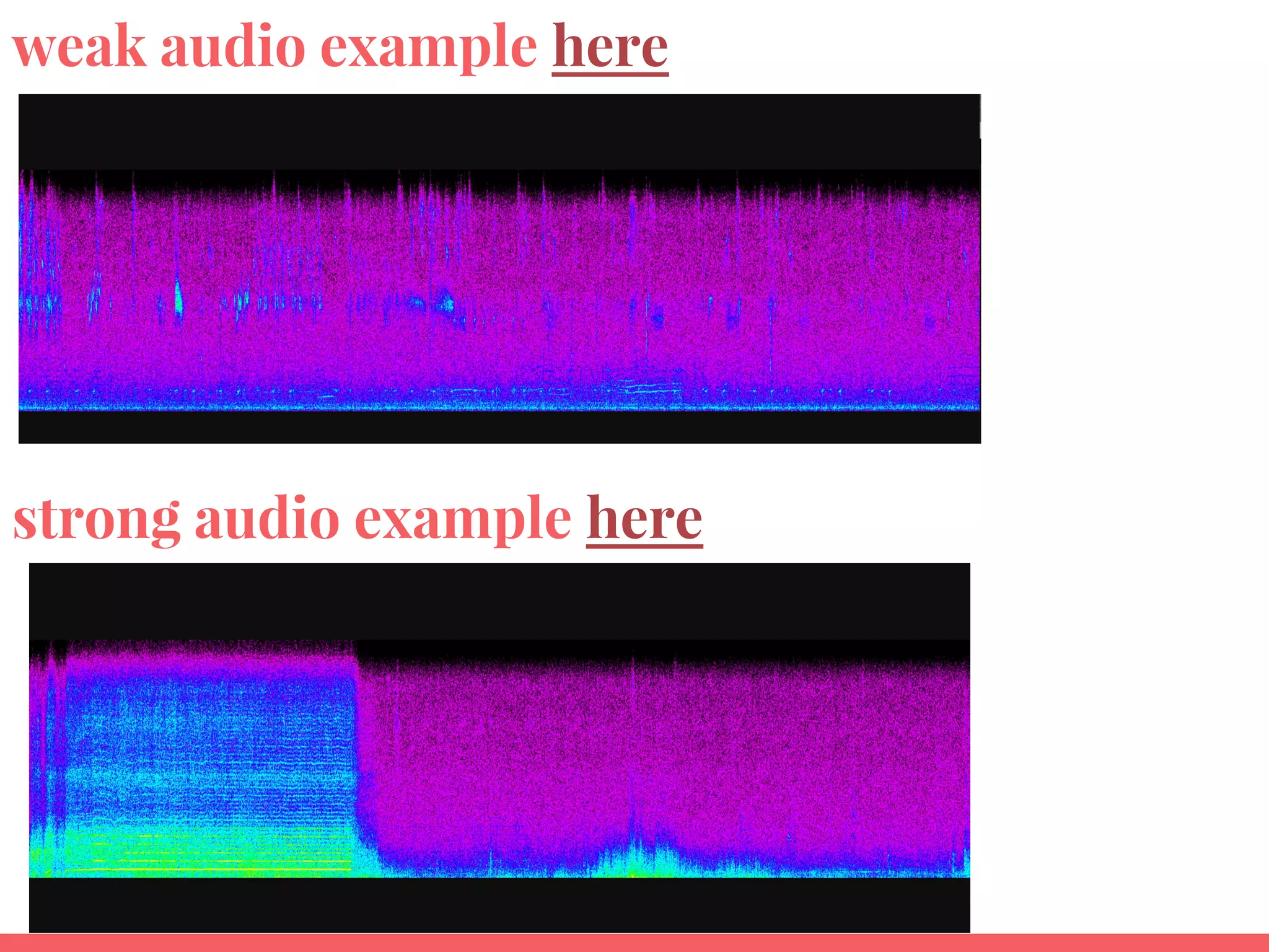 weak audio example here
strong audio example here
 