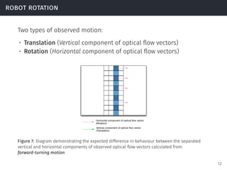 robot rotation
Two types of observed motion:
• Translation (Vertical component of optical ﬂow vectors)
• Rotation (Horizon...