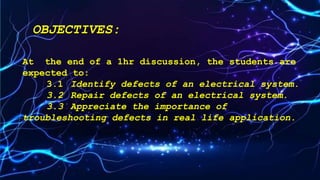 Trouble shooting electrical defects in ELECTRICAL INSTALLATION | PPTX