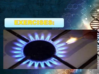 Chemical Equation when cooking in the
gas stove:
CH4(g) + O2(g) → CO2(g) + H2 𝑶(𝒍)
 