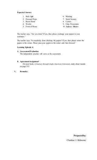 DLP for theater vocabulary | DOCX