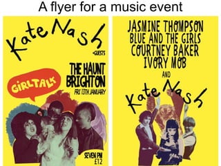 A flyer for a music event
 