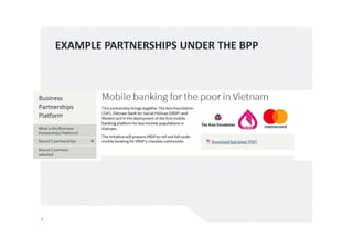 EXAMPLE PARTNERSHIPS UNDER THE BPP
9
 