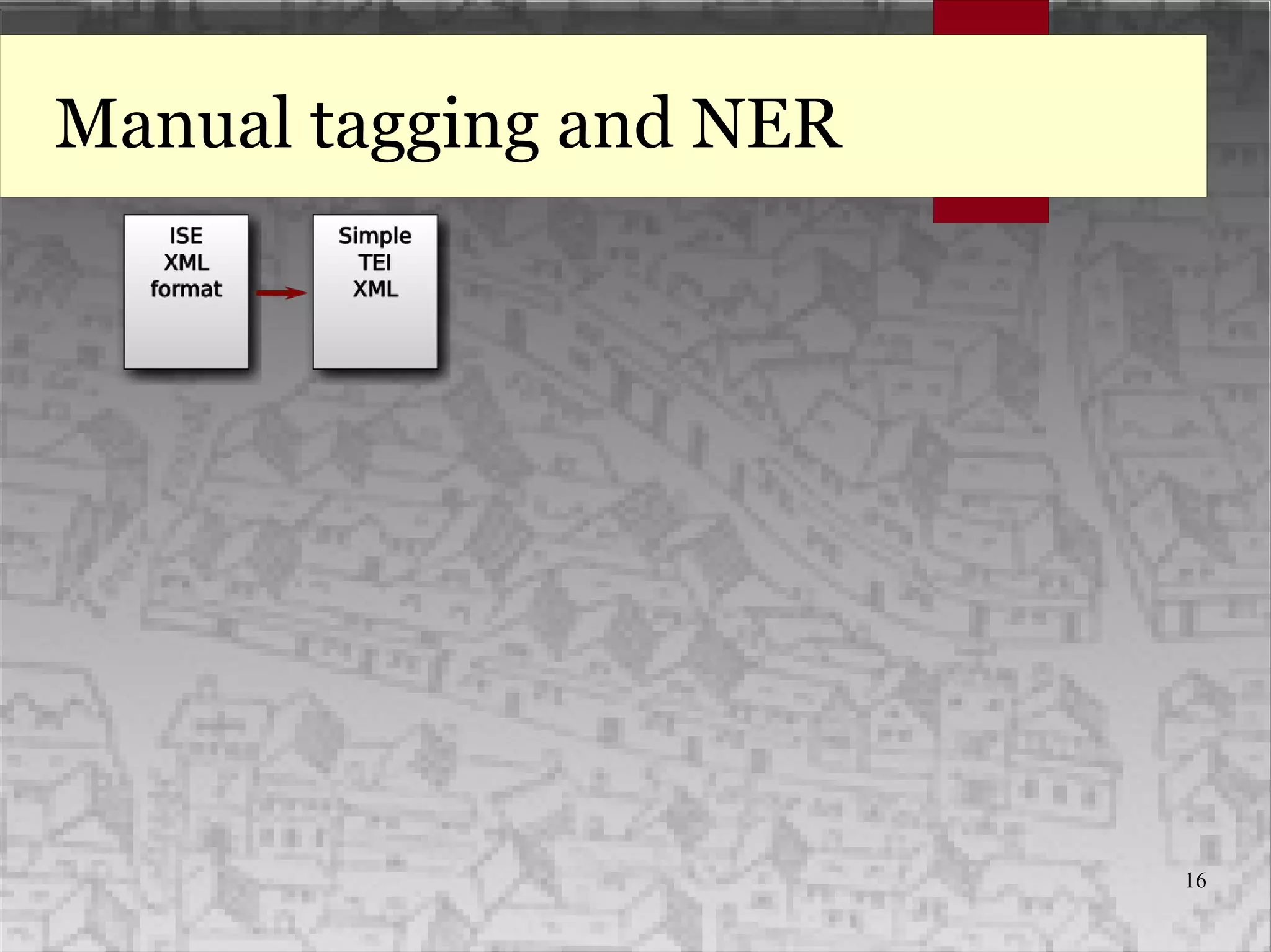 16
Manual tagging and NER
 