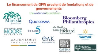 Le financement de GFW provient de fondations et de
gouvernements
 