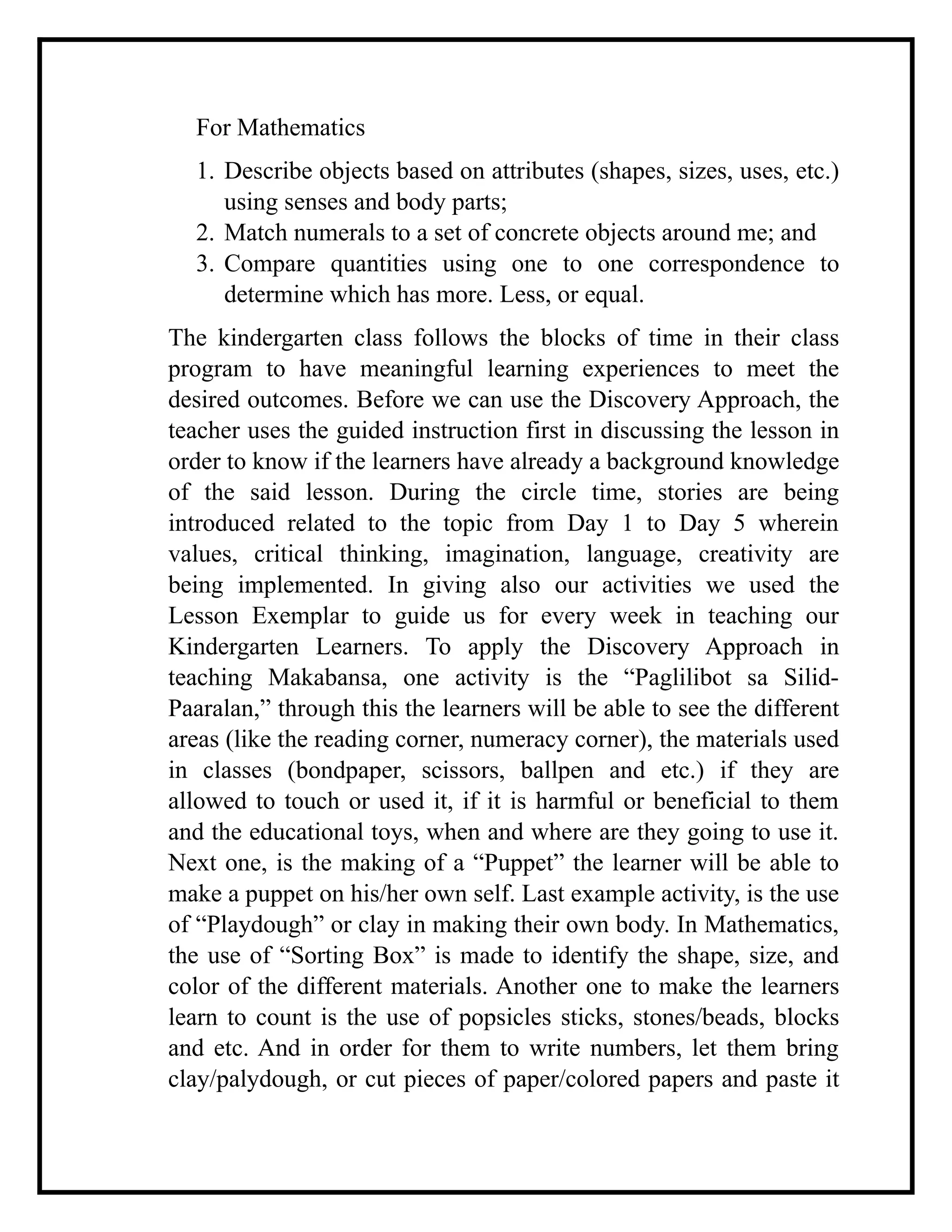 Discovery Approach jerome bruner kindergarted | DOCX