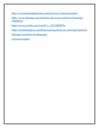 Discovery Approach jerome bruner kindergarted | DOCX