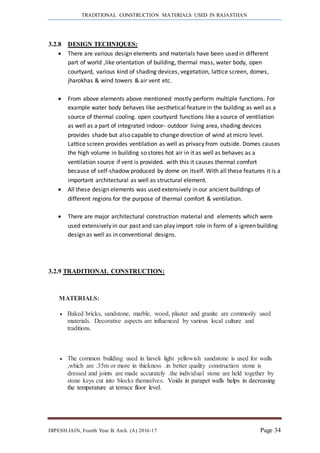 DISSERTATION- TRADITIONAL CONSTRUCTION MATERIALS OF RAJASTHAN | DOCX