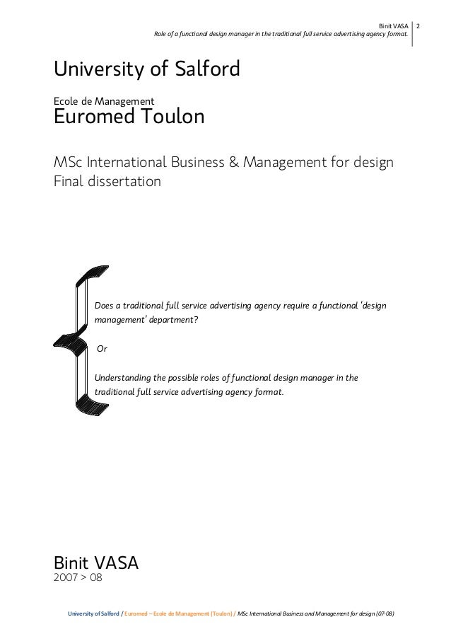 Business and management dissertation