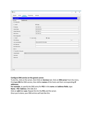 DNS server config on cisco packet tracer | PDF | Computer Networking ...