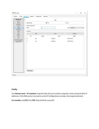 DNS Server configuration in cisco packet tracer | PDF