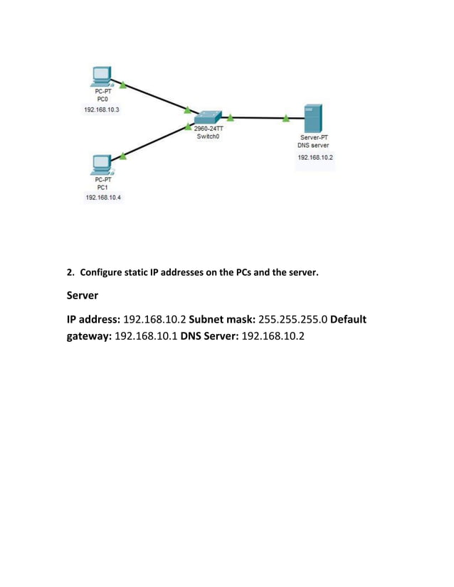 DNS Server configuration in cisco packet tracer