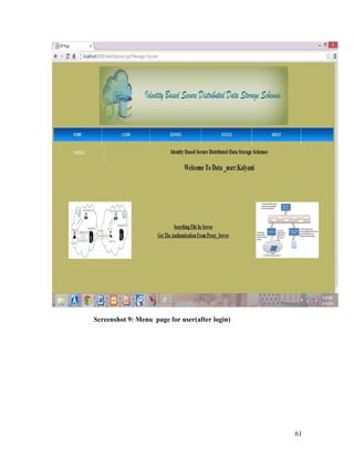 Screenshot 9: Menu page for user(after login) 
61 
 