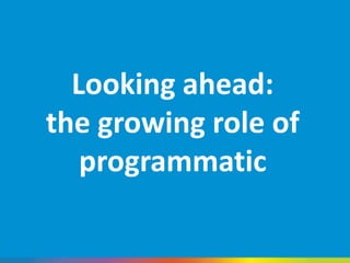 Looking ahead:
the growing role of
programmatic
 