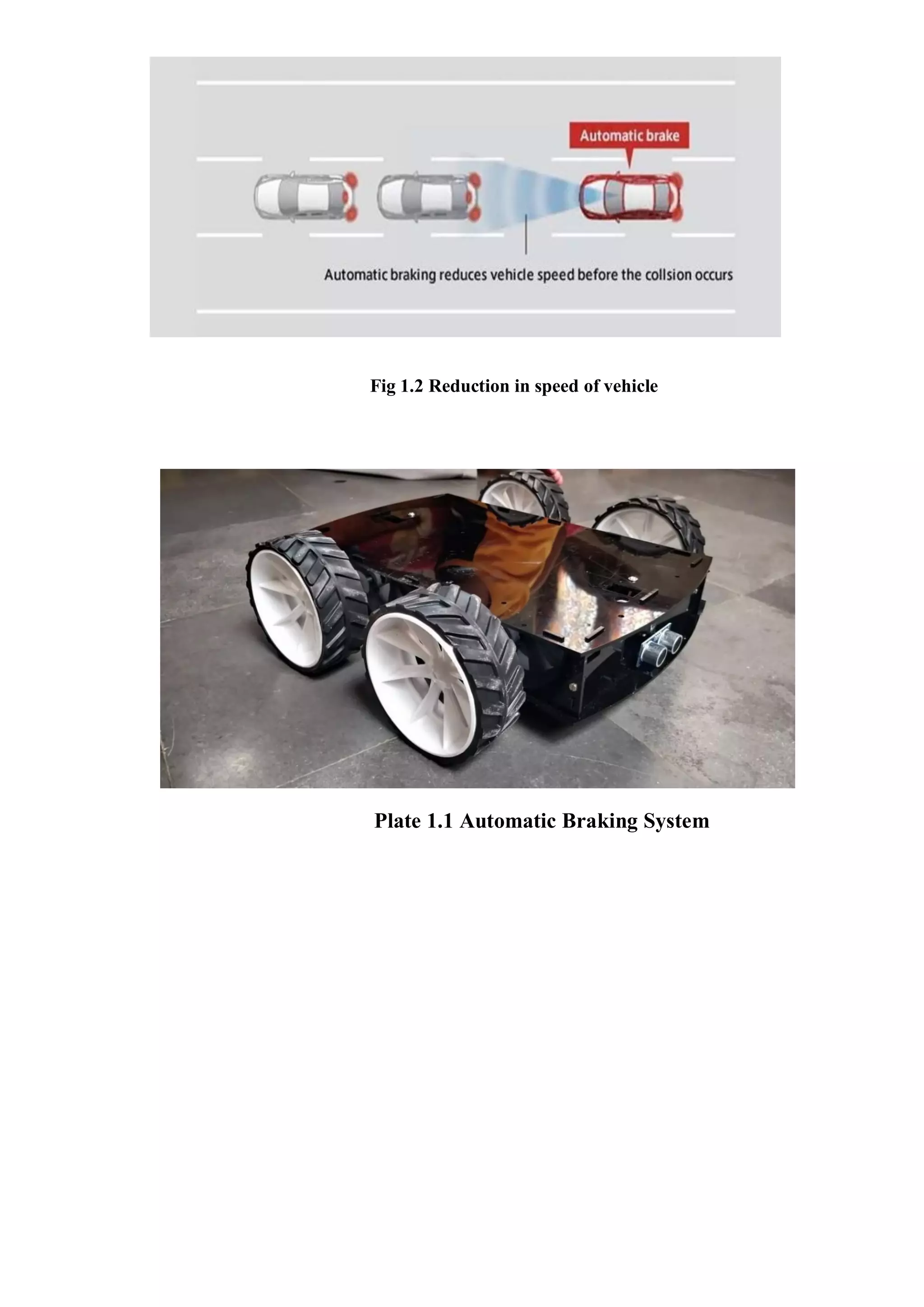Fig 1.2 Reduction in speed of vehicle
Plate 1.1 Automatic Braking System
 