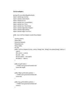 COLLEGE PHONE BOOK Final documentation | DOCX