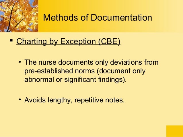 Example Of Charting By Exception