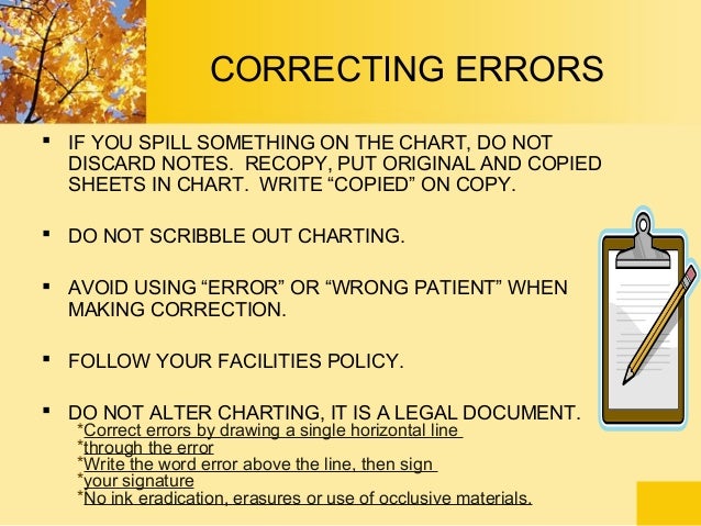 documentation and reporting medical charting errors
