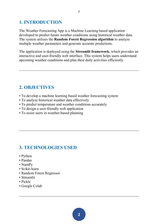 weather fore castig app index ppt project | PDF
