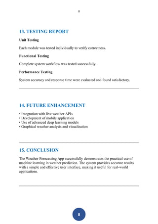 weather fore castig app index ppt project | PDF