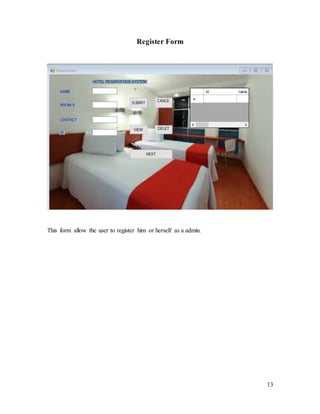 13
Register Form
This form allow the user to register him or herself as a admin.
 