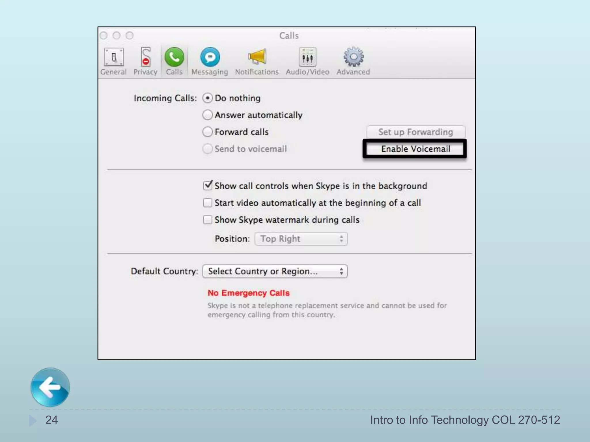 24   Intro to Info Technology COL 270-512
 