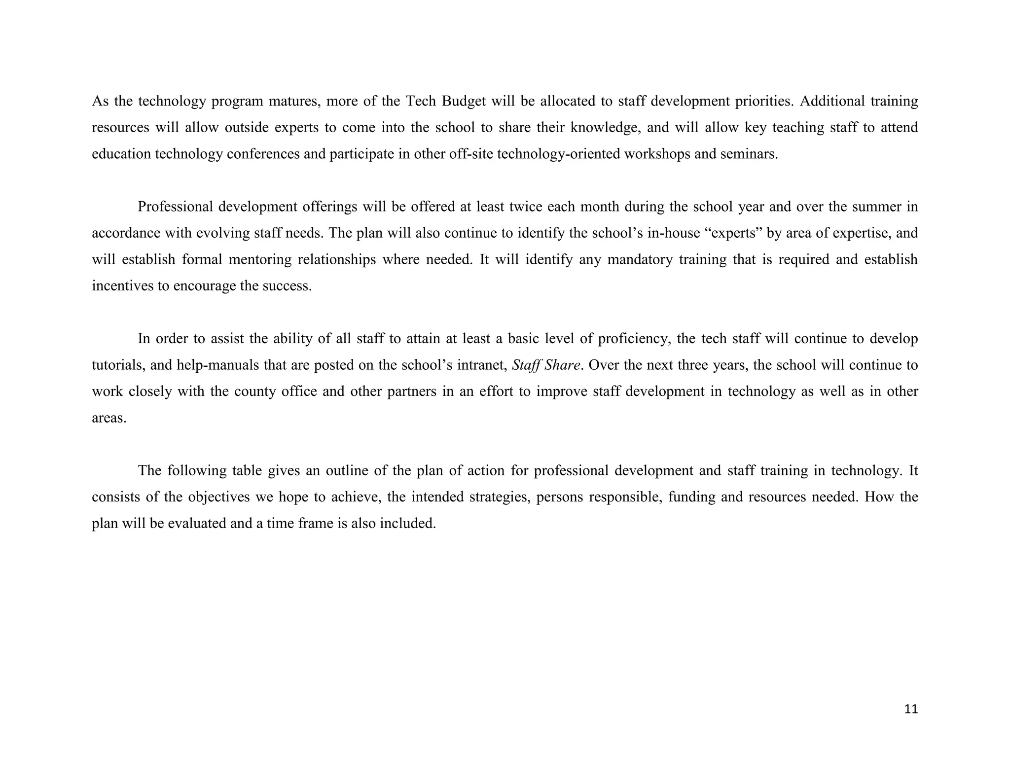 Encourage faculty to integrate technology into their curriculum. In analyzing some of the negatives associated with offering technology training we looked at the following two considerations in guiding us as to when to offer training:<br />New technology and some teachers do not accept change easily