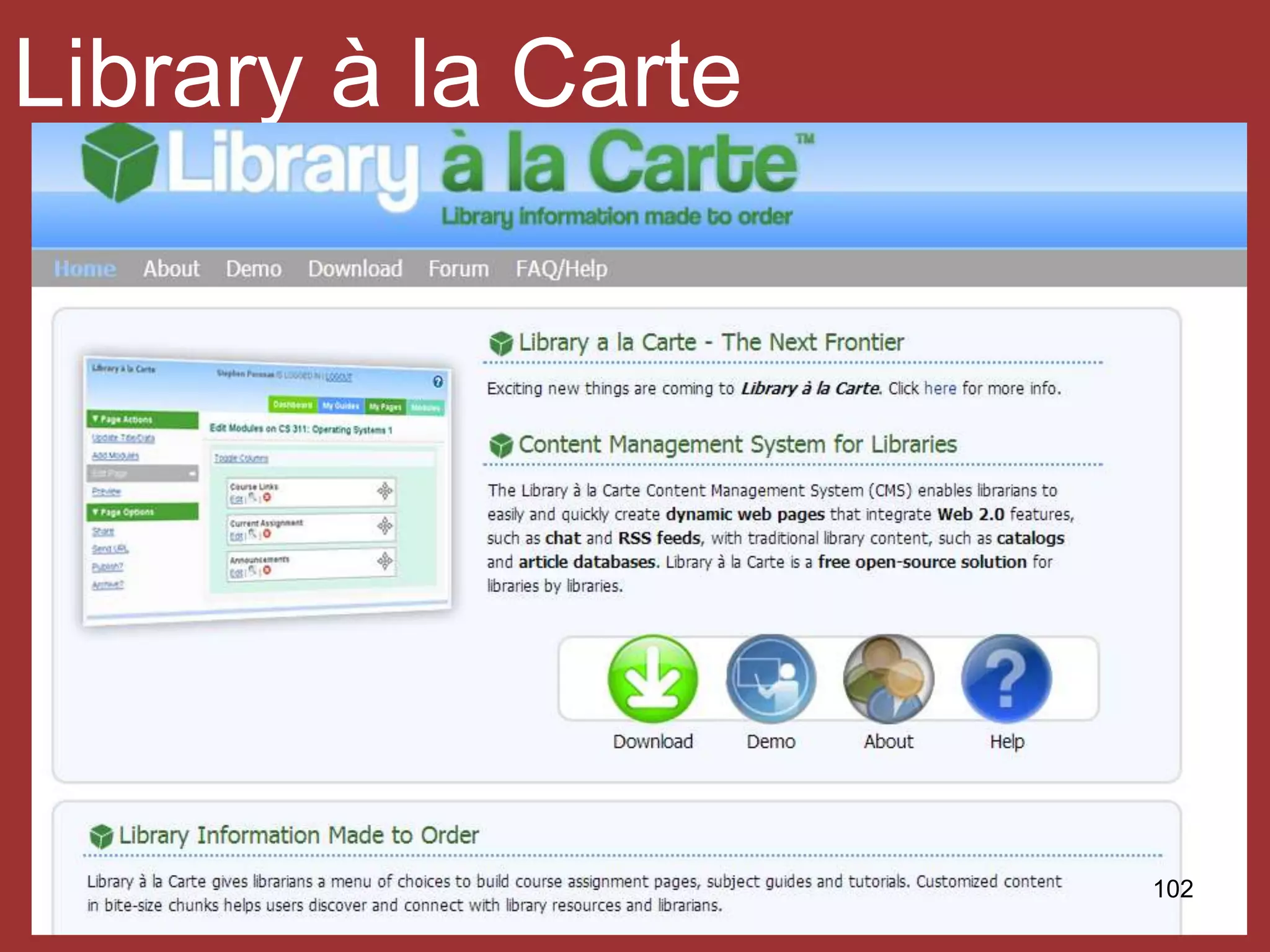Library à la Carte

102

 