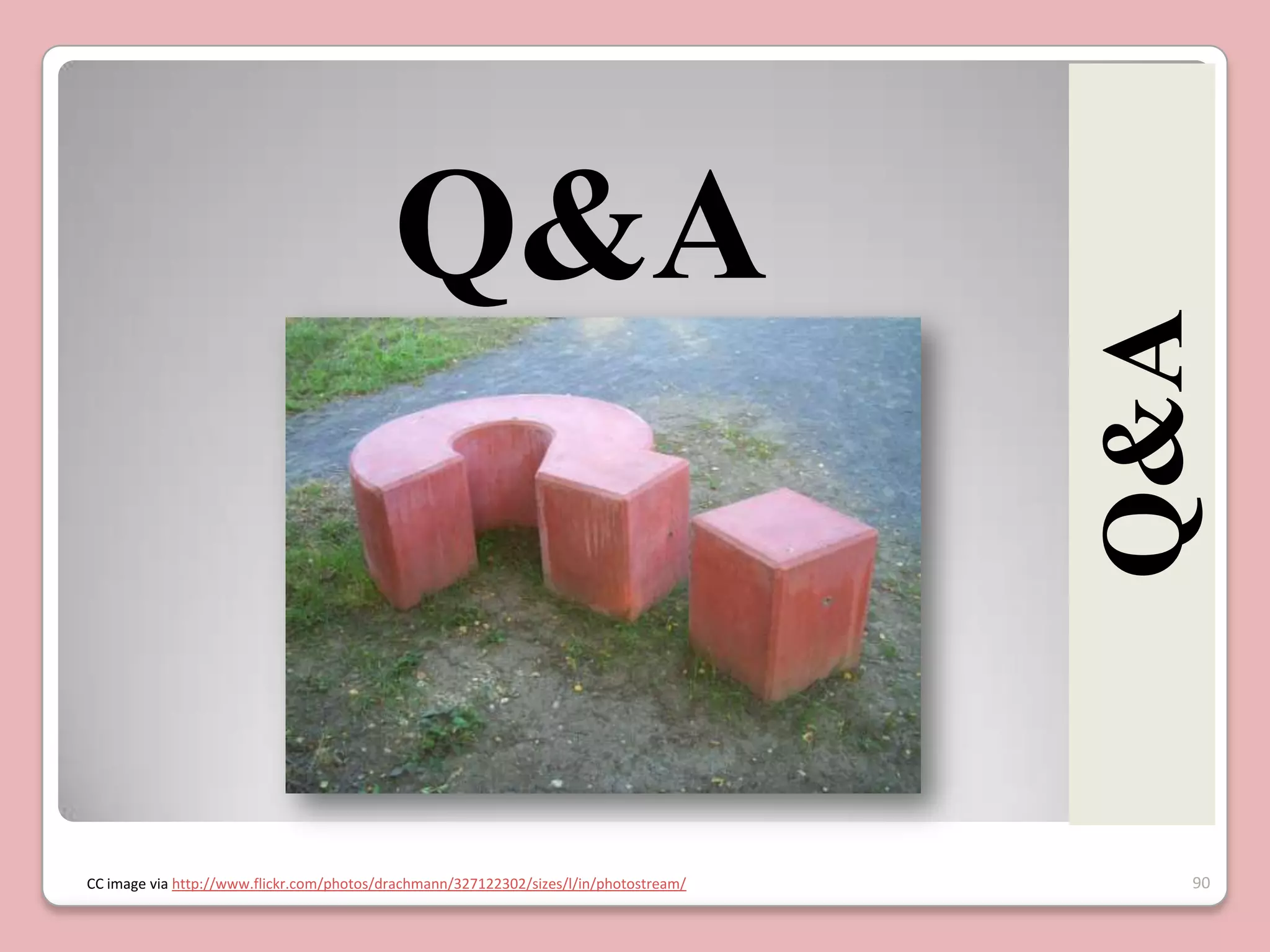 CC image via http://www.flickr.com/photos/drachmann/327122302/sizes/l/in/photostream/

Q&A

Q&A

90

 