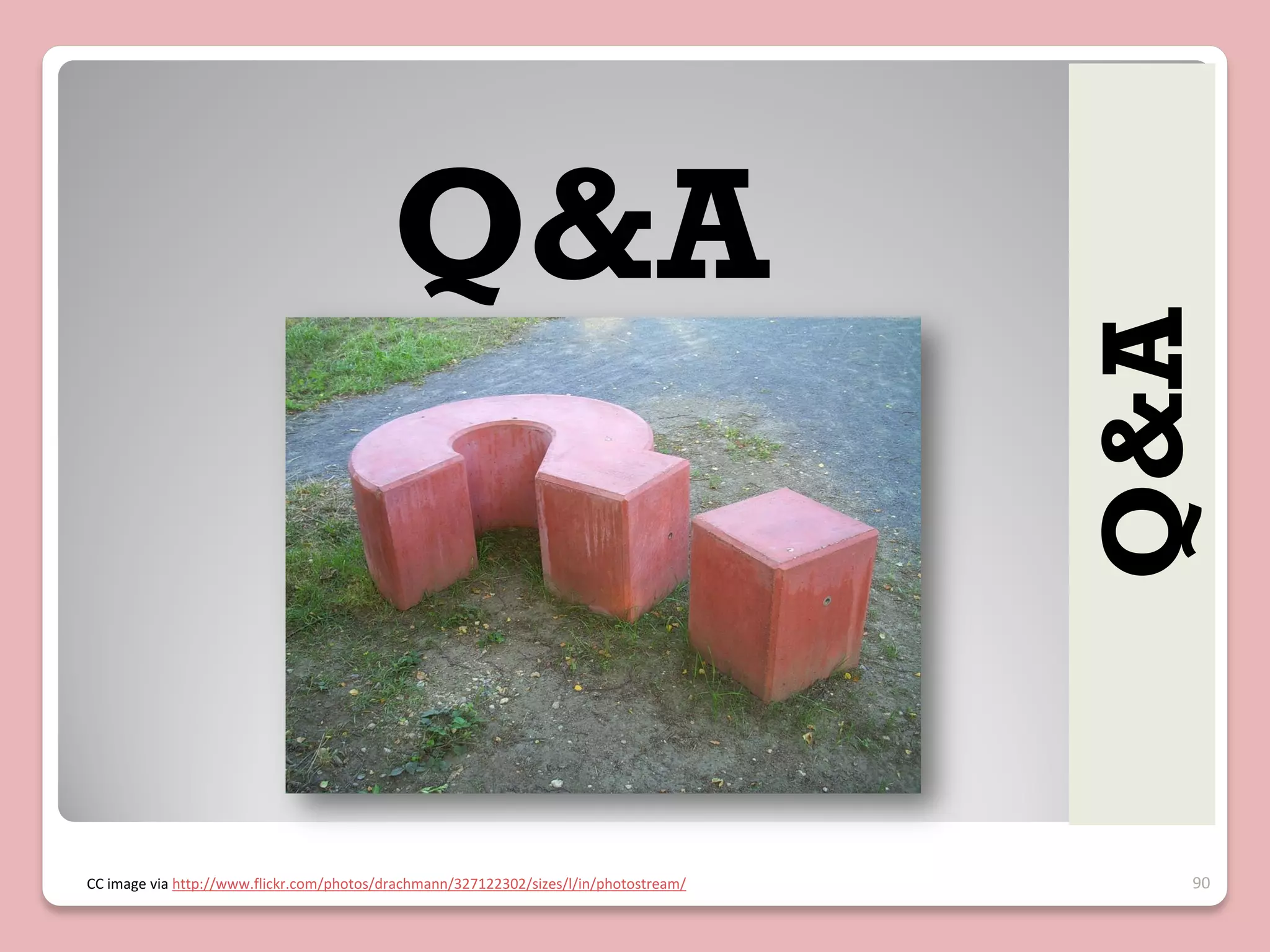 CC image via http://www.flickr.com/photos/drachmann/327122302/sizes/l/in/photostream/

Q&A

Q&A

90

 