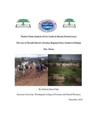 Market Chain Analysis of Live Cattle in Borana Pastoral area:
The case of Moyalle District, Oromiya Regional State, Southern Ethiopia
Msc. Thesis
By Zekarias Bassa Faku
Hawassa University, Wondogenet College of Forestry and Natural Resource
December, 2014
 