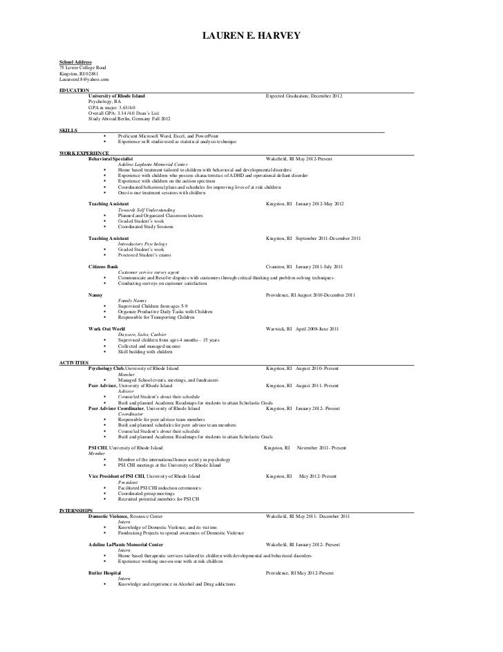 draft of a resume