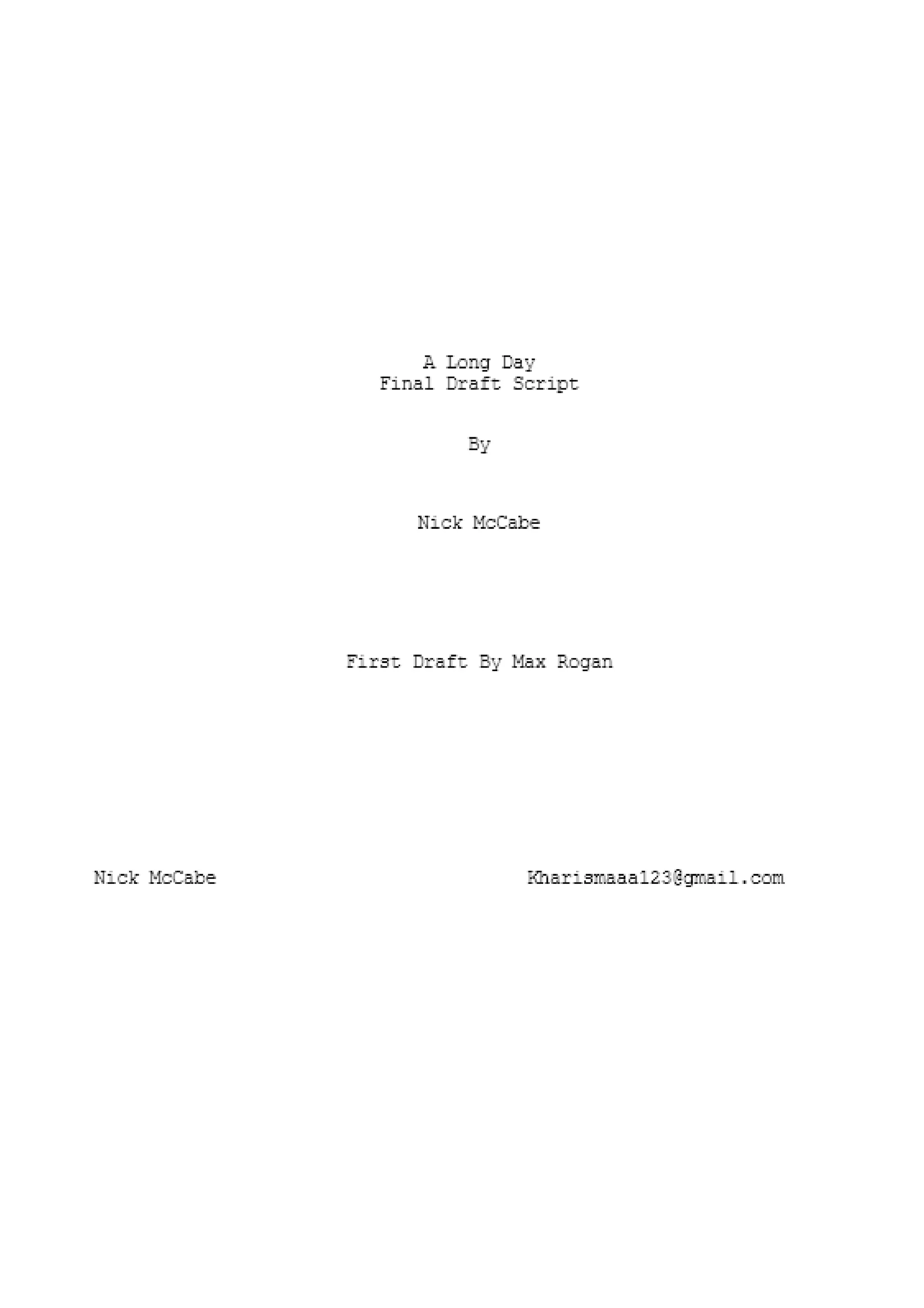 Final draft script a long day by nick mc cabe | DOCX