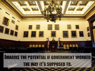 IMAGINE THE POTENTIAL IF GOVERNMENT WORKED 
THE WAY IT’S SUPPOSED TO. 
 