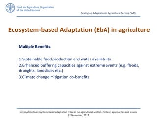 Introduction to ecosystem-based adaptation (EbA) in the agricultural ...
