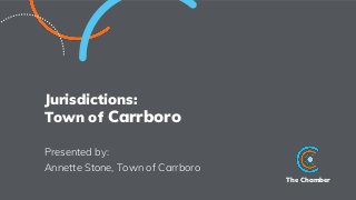 The Chamber
Jurisdictions:
Town of Carrboro
Presented by:
Annette Stone, Town of Carrboro
 