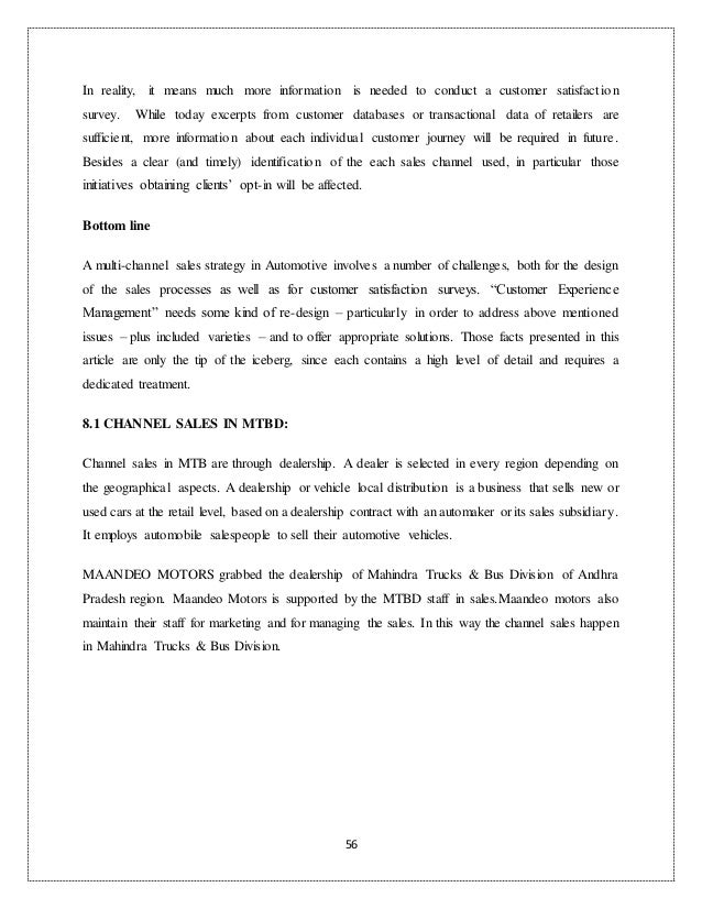 narative report sle a project on sales school buses for mahindra truck and narative report sle a project on sales school buses for mahindra truck and