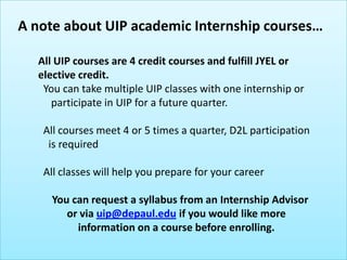 Uip Progression Time Course University Internship Program (DePaul UIP) Orientation | PPTX