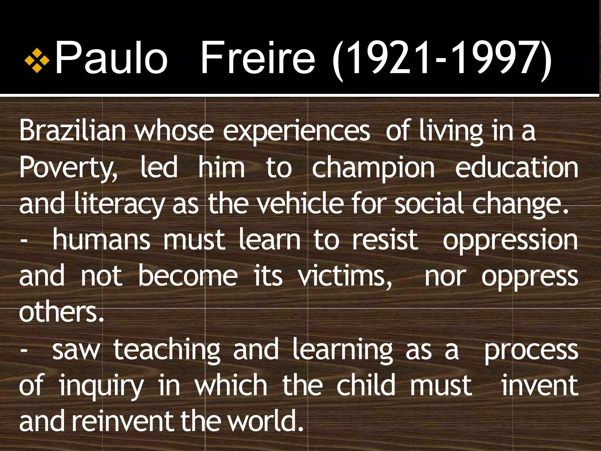 Educational philosophy, Social Reconstructionism, Role of teacher, Role ...