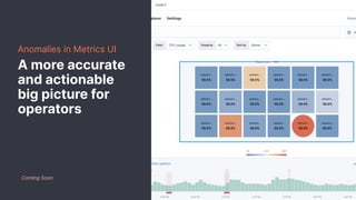 Anomalies in Metrics UI
A more accurate
and actionable
big picture for
operators
Coming Soon
 