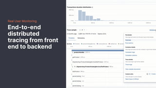 Real User Monitoring
End-to-end
distributed
tracing from front
end to backend
 