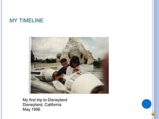 my timelineMy first trip to DisneylandDisneyland, CaliforniaMay 1996