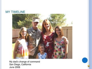 my timelineMy dad’s change of commandSan Diego, CaliforniaJune 2008