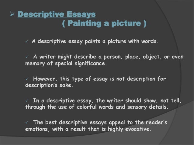 Words not to use in a descriptive essay