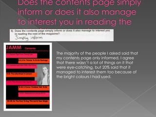 What does the title suggest to you?Most people answered that it sounded girly, and it was a musical word therefore suggesting it was a music magazine.
