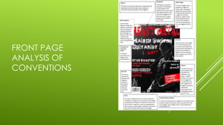 FRONT PAGE
ANALYSIS OF
CONVENTIONS
 