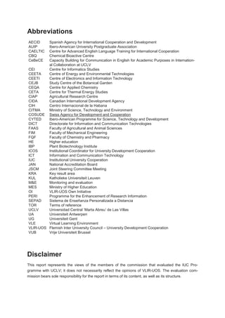 Abbreviations
AECID
AUIP
CAELTIC
CBQ
CeBeCE

Spanish Agency for International Cooperation and Development
Ibero-American U...